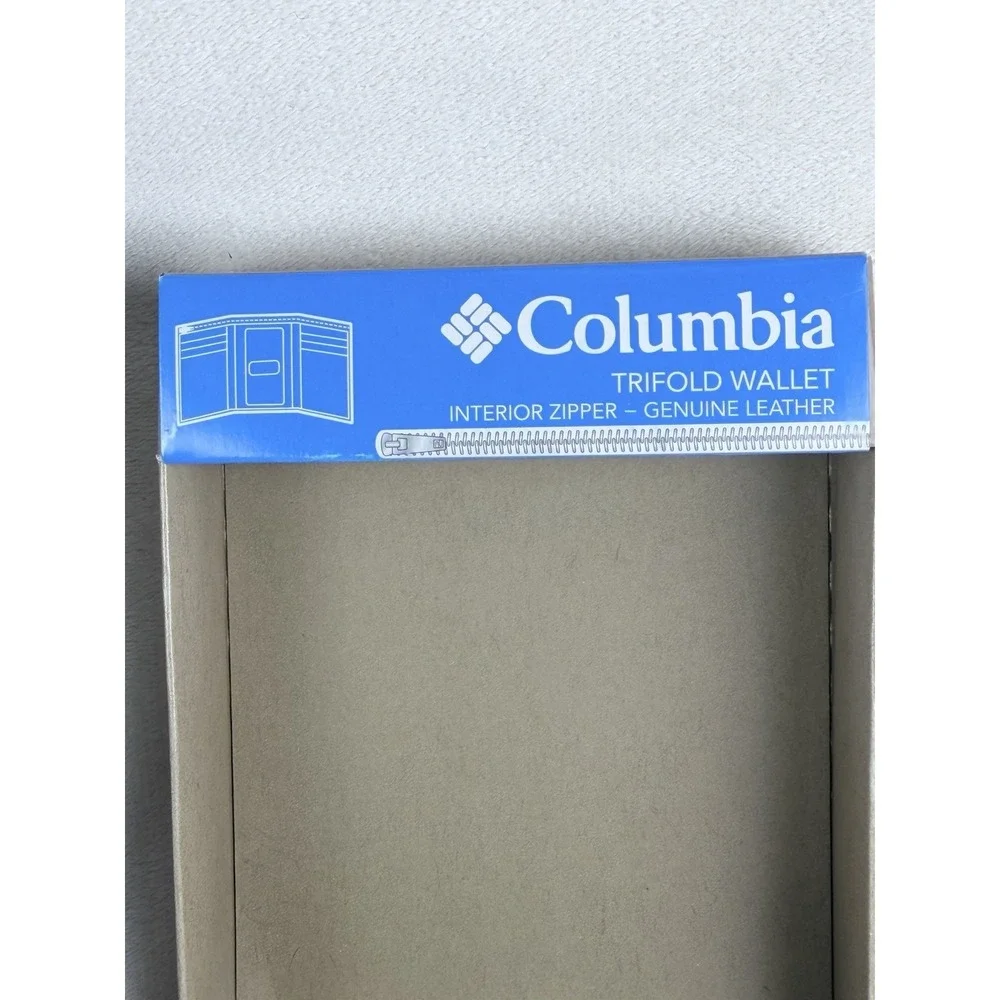 New Columbia Men's Genuine Leather Trifold Brown Wallet Color